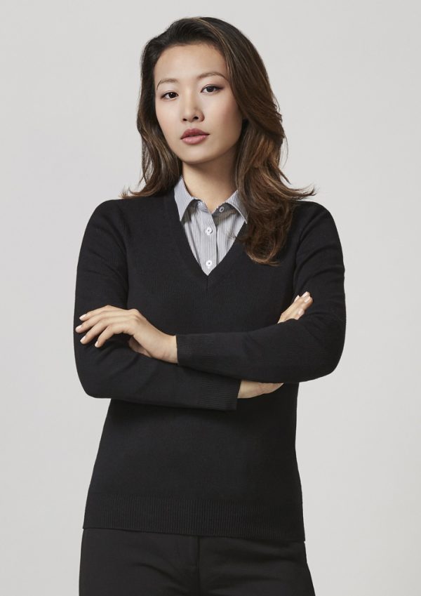 Womens V-Neck Knit Pullover (FBIZLP3506)