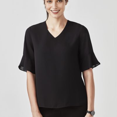Womens Aria Fluted Sleeve Blouse (FBIZRB966LS)