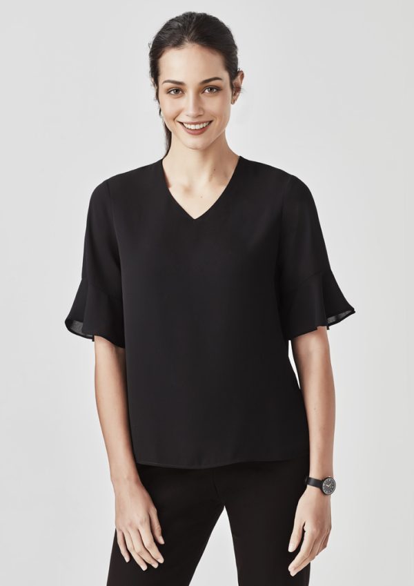 Womens Aria Fluted Sleeve Blouse (FBIZRB966LS)