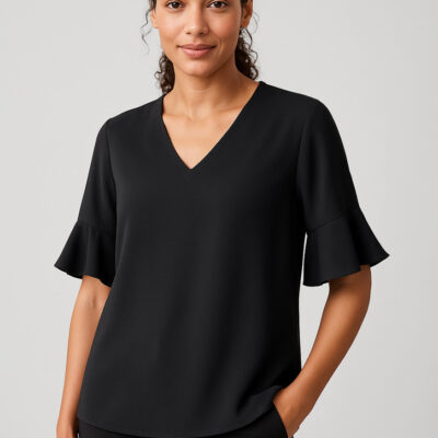 Womens Aria Fluted Sleeve Blouse (FBIZRB966LS)