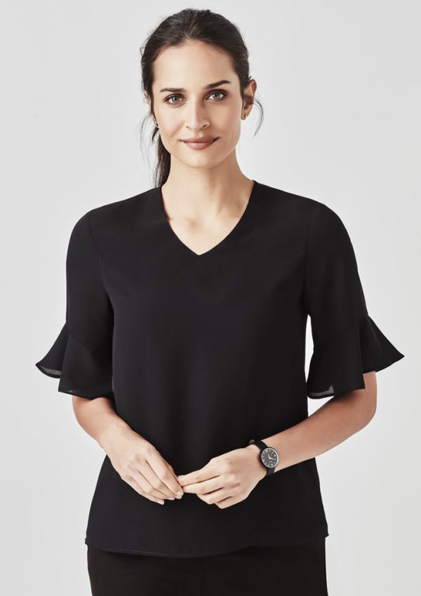 Womens Aria Fluted Sleeve Blouse (FBIZRB966LS)