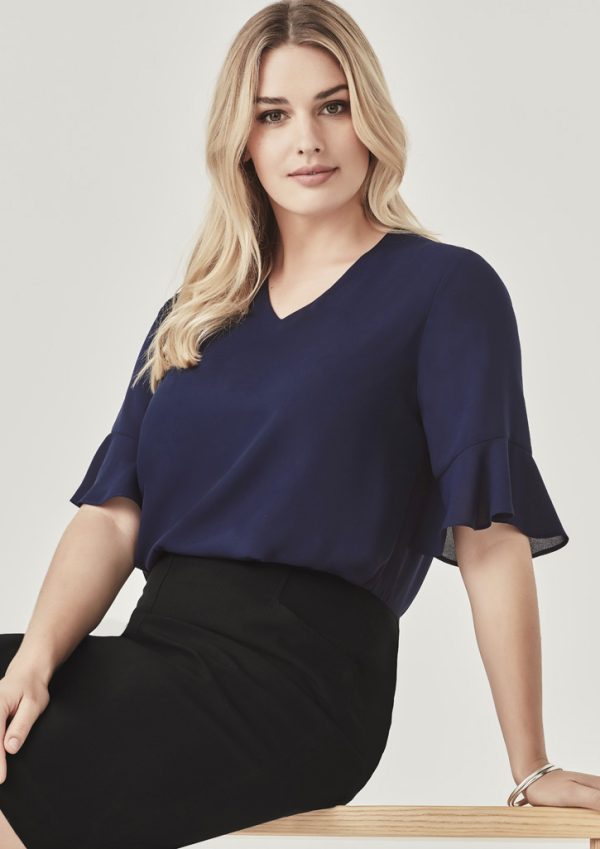 Womens Aria Fluted Sleeve Blouse (FBIZRB966LS)