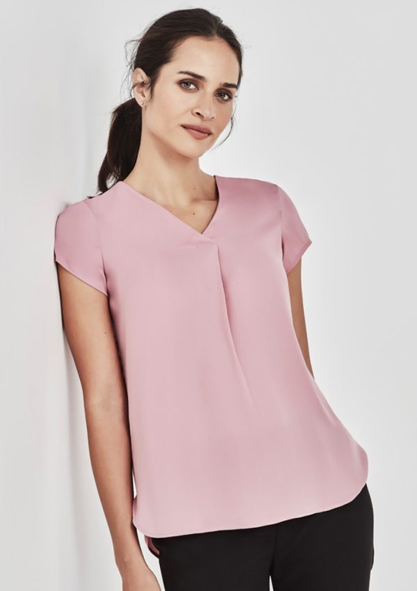 Womens Kayla V-Neck Pleat Blouse (FBIZRB967LS)