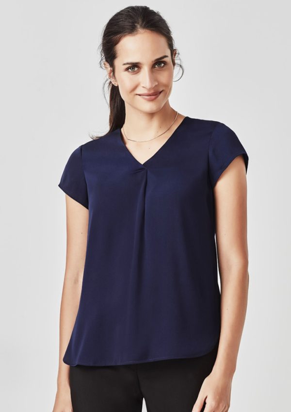 Womens Kayla V-Neck Pleat Blouse (FBIZRB967LS)