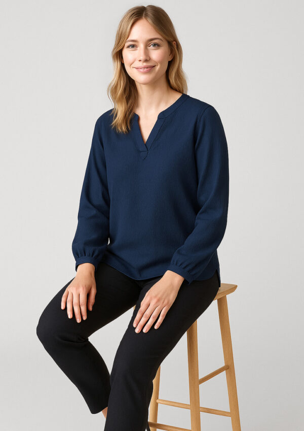 Womens Ruche Long Sleeve Blouse (FBIZRU568LL)