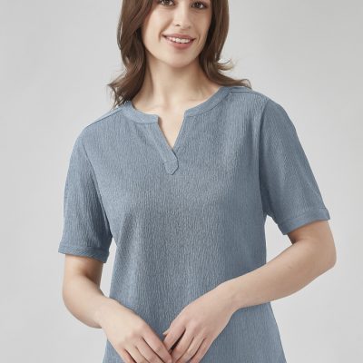 Womens Ruche Short Sleeve Blouse (FBIZRU568LS)