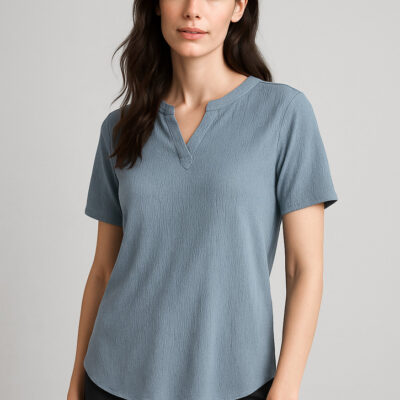 Womens Ruche Short Sleeve Blouse (FBIZRU568LS)