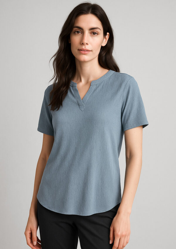 Womens Ruche Short Sleeve Blouse (FBIZRU568LS)