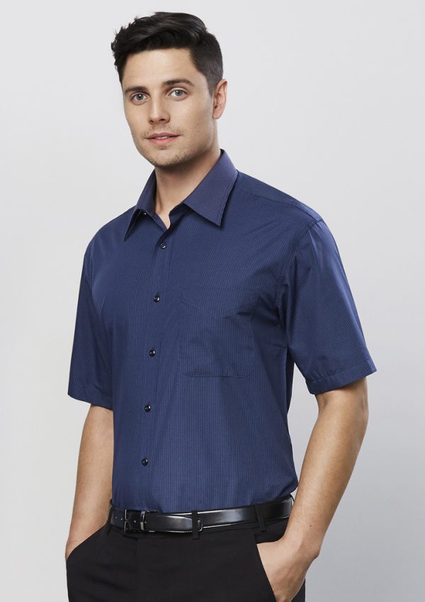 Mens Micro Check Short Sleeve Shirt (FBIZSH817)