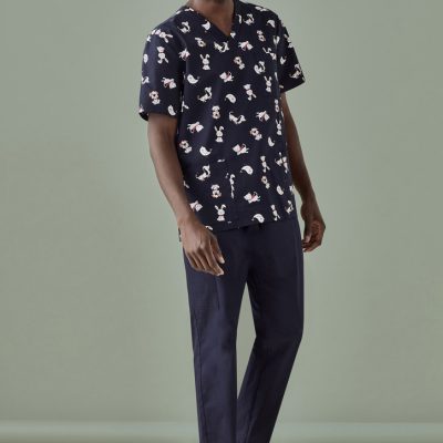 Mens Printed Best Friends Scrub Top (FBIZCST147MS)