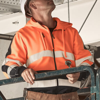 Unisex Hi Vis Full Zip Stretch Taped Hoodie (FBIZZT486)