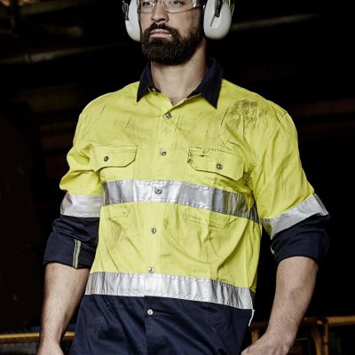 Mens Industrial Long Sleeve Shirt - Hoop Taped (FBIZZW123)