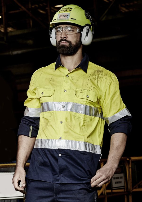 Mens Industrial Long Sleeve Shirt - Hoop Taped (FBIZZW123)