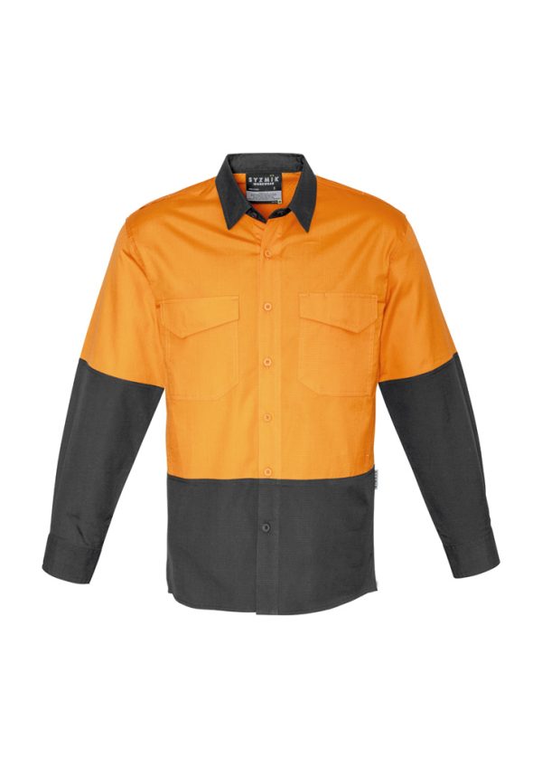 Mens Rugged Cooling Hi Vis Long Sleeve Shirt (FBIZZW128)