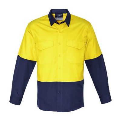Mens Rugged Cooling Hi Vis Long Sleeve Shirt (FBIZZW128)