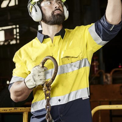 Mens Rugged Cooling Hi Vis Taped Long Sleeve Shirt (FBIZZW129)