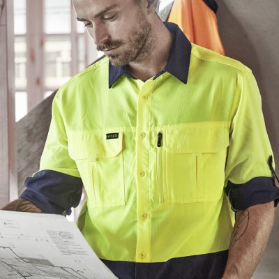 Mens Hi Vis Outdoor Long Sleeve Shirt (FBIZZW468)