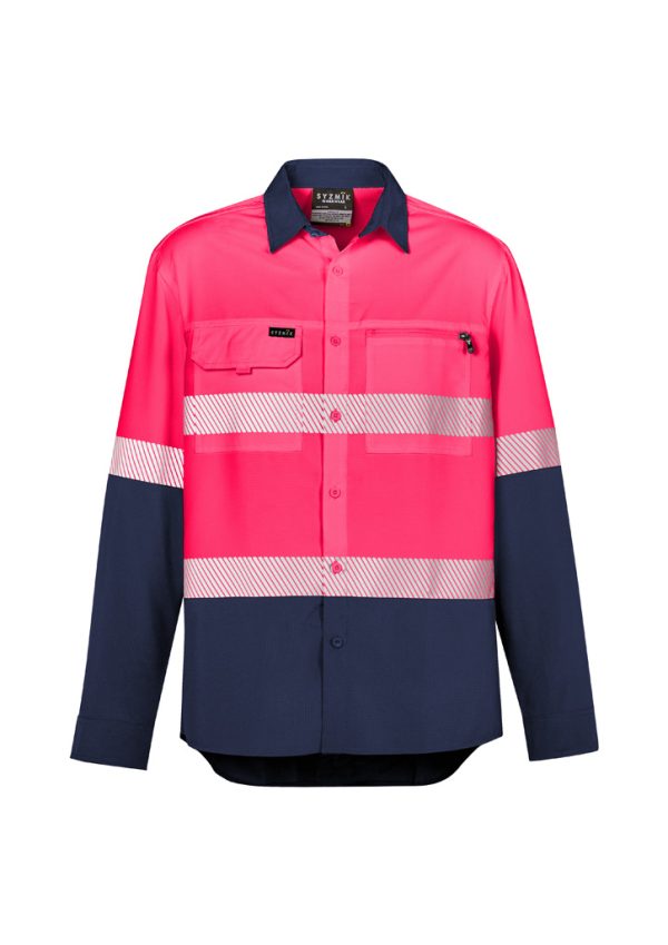 Mens Hi Vis Outdoor Segmented Tape Long Sleeve Shirt (FBIZZW470)