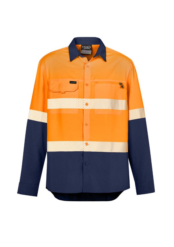 Mens Hi Vis Outdoor Segmented Tape Long Sleeve Shirt (FBIZZW470)