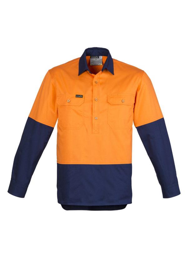 Mens Closed Front Long Sleeve Shirt (FBIZZW560)