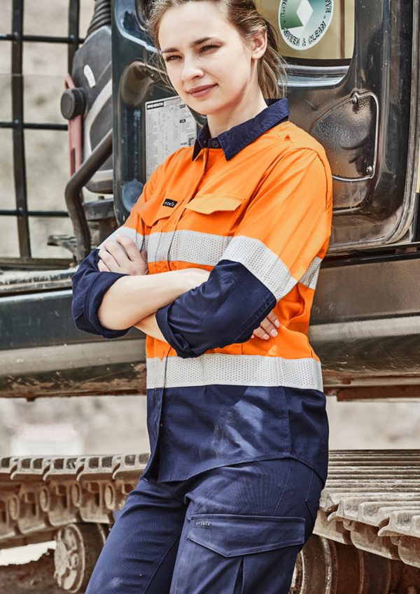 Womens Rugged Cooling Hi Vis Taped Long Sleeve Shirt (FBIZZW720)
